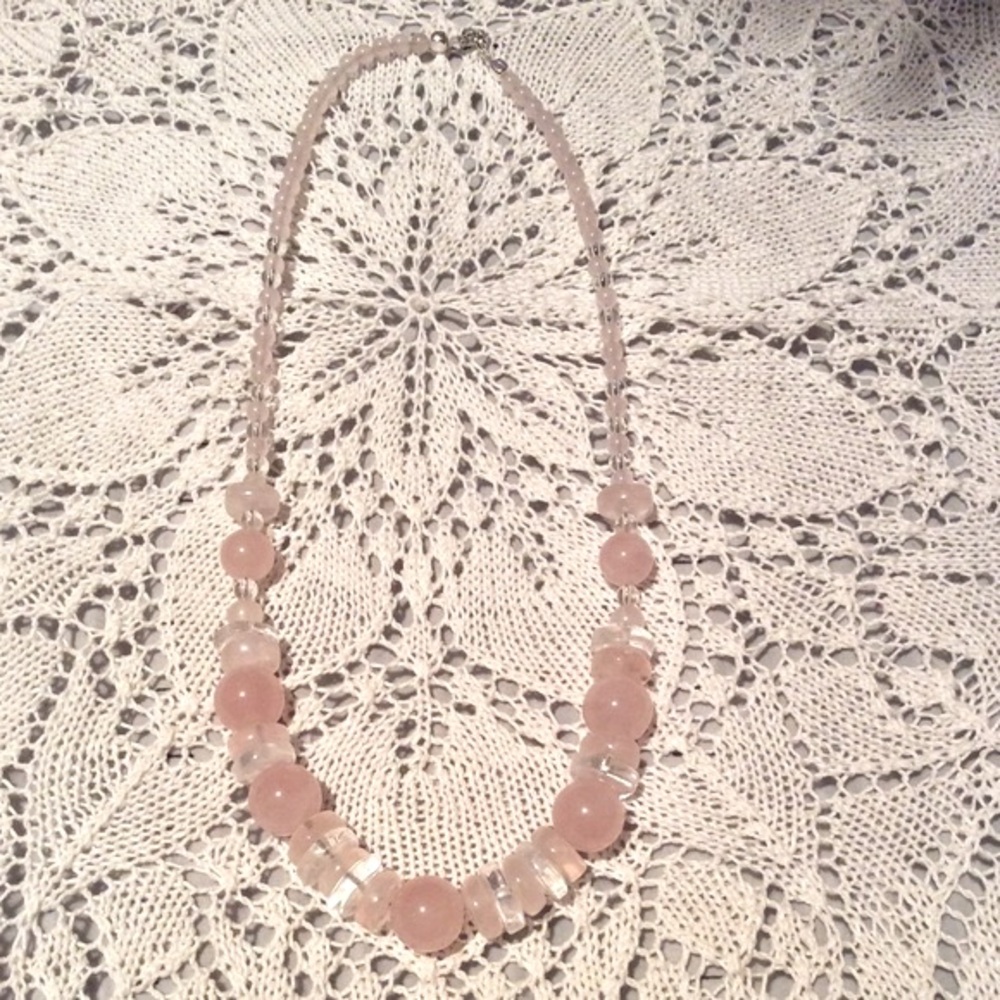 Rose & clear Quartz necklace ⭐️ sterling silver ⭐️ - Picture 5 of 6